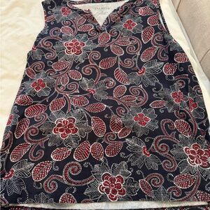Talbots Navy & Red sleeveless shirt